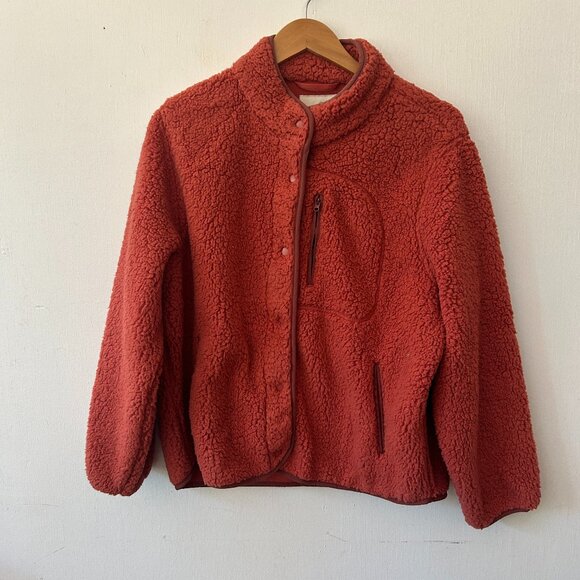 Universal Thread Sherpa Jacket Womens XL Burnt Orange Snap Front High Neck - Picture 1 of 6